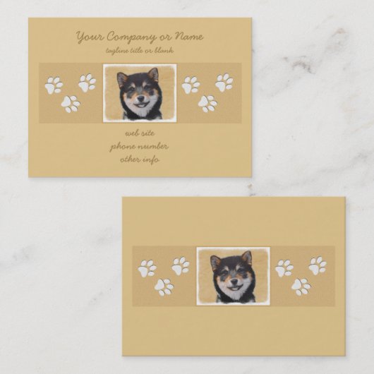Shiba Inu (zwart en tan) schilderen - hond Art Visitekaartje (Voorkant / Achterkant)