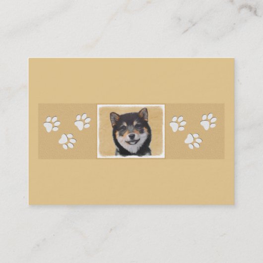 Shiba Inu (zwart en tan) schilderen - hond Art Visitekaartje (Achterkant)