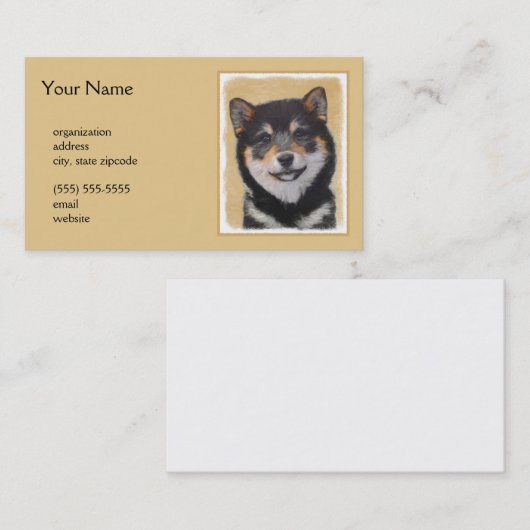 Shiba Inu (zwart en tan) schilderen - hond Art Visitekaartje (Voorkant / Achterkant)