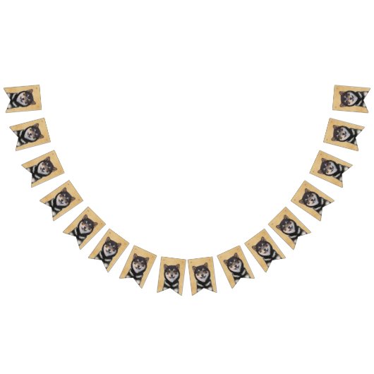 Shiba Inu (zwart en tan) schilderen - hond Art Vlaggetjes (Alle)