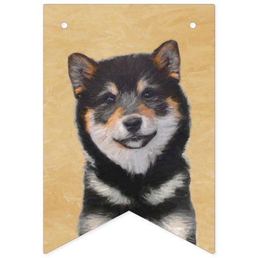 Shiba Inu (zwart en tan) schilderen - hond Art Vlaggetjes (Eerste vlag)