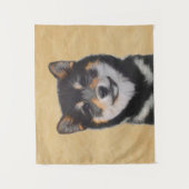 Shiba Inu (zwart en tan) schilderen - hond Art Wandkleed (Voorkant)