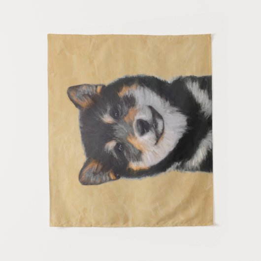 Shiba Inu (zwart en tan) schilderen - hond Art Wandkleed (Voorkant)
