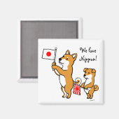 Shiba Inus en Japanse vlaggen Magneet (Voorkant / Achterkant)