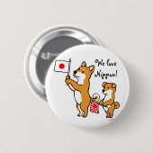 Shiba Inus en Japanse vlaggen Ronde Button 5,7 Cm (Voorkant /achterkant)