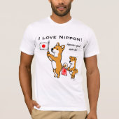Shiba Inus en Japanse vlaggen T-shirt (Voorkant)