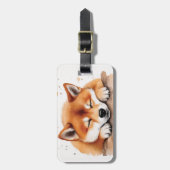 Shiba krijgt slaperig bagagelabel (Voorkant verticaal)