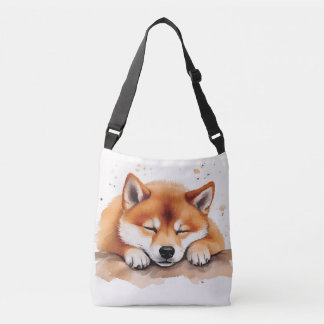 Shiba krijgt slaperige bicolor crossbody tas