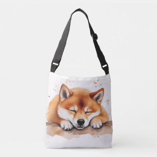 Shiba krijgt slaperige bicolor crossbody tas