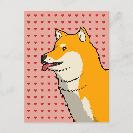 Shiba Liefde Roze Briefkaart (Voorkant)
