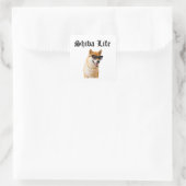 Shiba Life Vierkante Sticker (Tas)