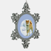 Shiba Noel Tin Sneeuwvlok Ornament (Links)