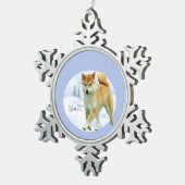 Shiba Noel Tin Sneeuwvlok Ornament (Rechts)