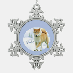 Shiba Noel Tin Sneeuwvlok Ornament