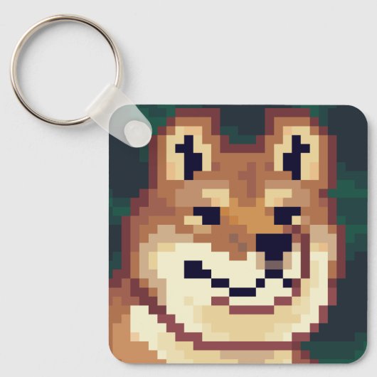 Shiba pixelart, Pixel Art, sleutelhanger (Voorkant)