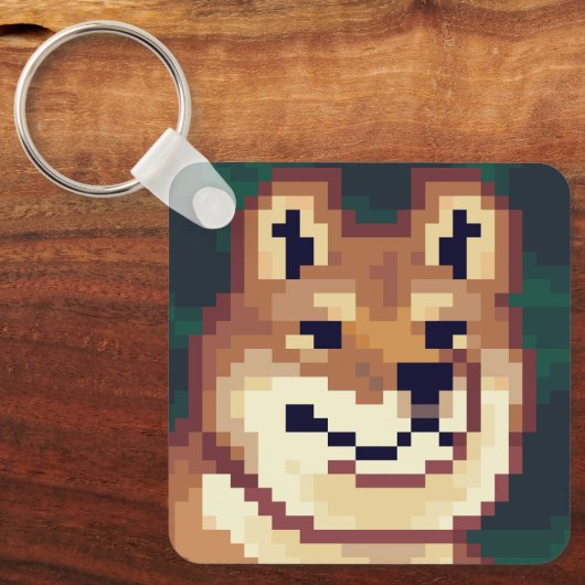 Shiba pixelart, Pixel Art, sleutelhanger (Voorkant)