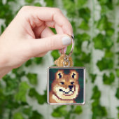 Shiba pixelart, sleutelhanger, Pixel Art  Sleutelhanger (Hand)