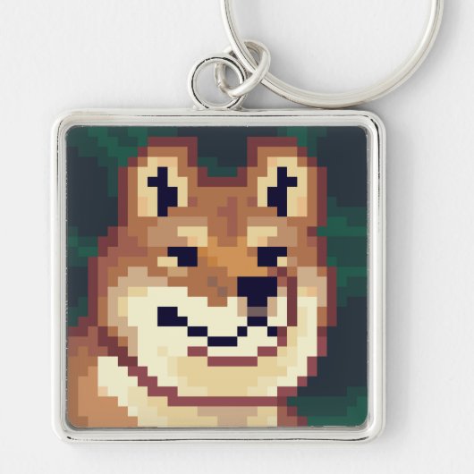 Shiba pixelart, sleutelhanger, Pixel Art  Sleutelhanger (Voorkant)