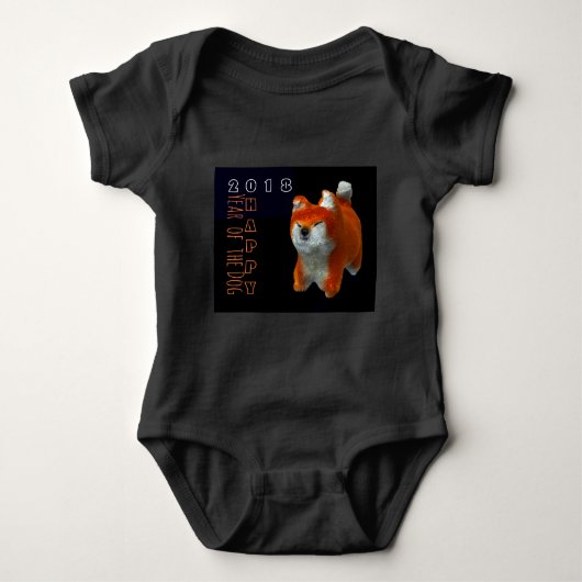 Shiba Puppy 3D Digital Art Dog Year 2018 Baby B Romper (Voorkant)