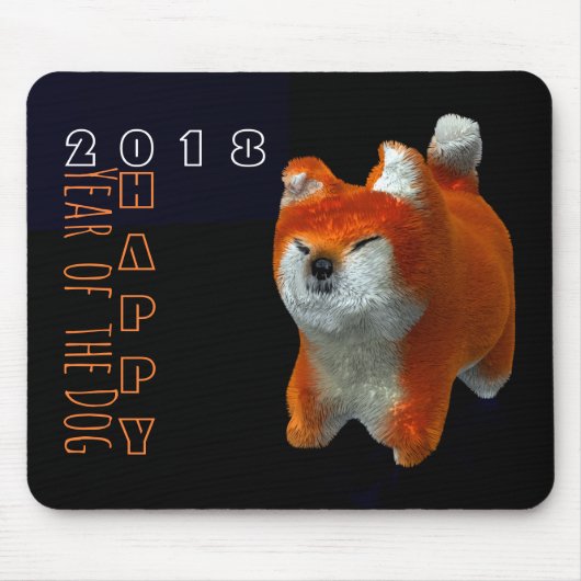 Shiba Puppy 3D Digital Art Dog Year 2018 Mousepad Muismat (Voorkant)