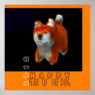 Shiba Puppy 3D Digital Art Dog Year 2018 S Poster