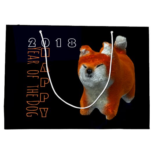 Shiba Puppy 3D Digital Art Dog Year L Cadeft B Large Cadeautasje (Achterkant)