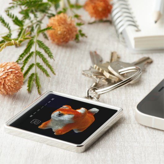 Shiba Puppy 3D Digital Art Dog Year Name Sleutelha Sleutelhanger (Zijkant)