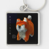 Shiba Puppy 3D Digital Art Dog Year Name Sleutelha Sleutelhanger (Voorkant)