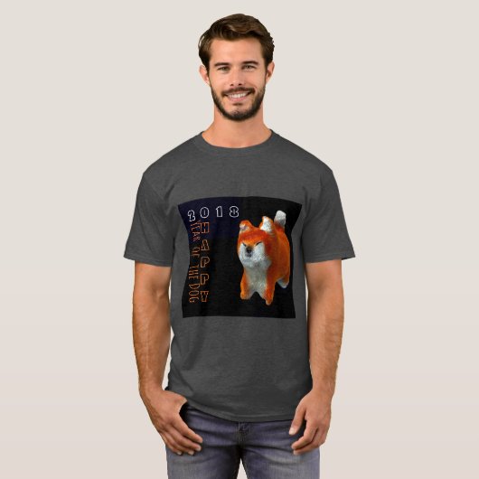 Shiba Puppy 3D Digitale Kunst Hondenjaar 2018 Mann T-shirt (Voorkant volledig)