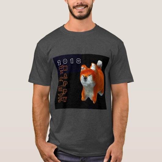 Shiba Puppy 3D Digitale Kunst Hondenjaar 2018 Mann T-shirt (Voorkant)