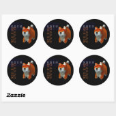 Shiba Puppy 3D Digitale Kunst Hondenjaar Dierenrie Ronde Sticker (Vel)