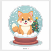 Shiba Snow Wereldbol Sticker (Vel)