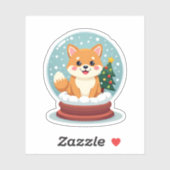 Shiba Snow Wereldbol Sticker (Vel)