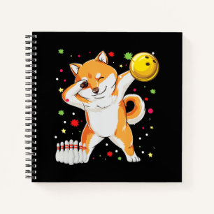 Shiba speelt bowling Funny dog met bowlingcadeau Notitieboek