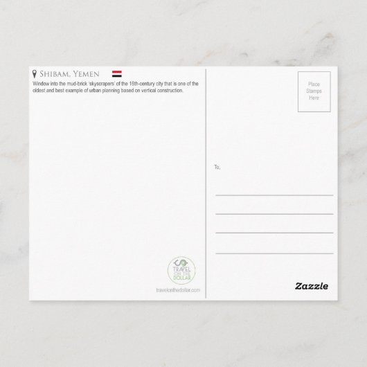 Shibam, Briefkaart Jemen (Achterkant)