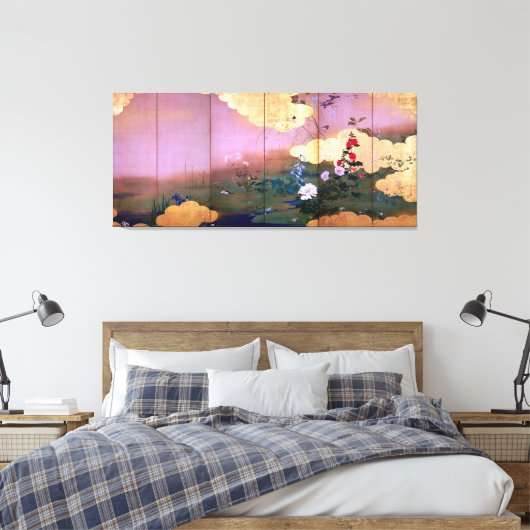 Shibata Zeshin Flowers en Birds of Four Seasons Canvas Afdruk (Insitu (Slaapkamer))
