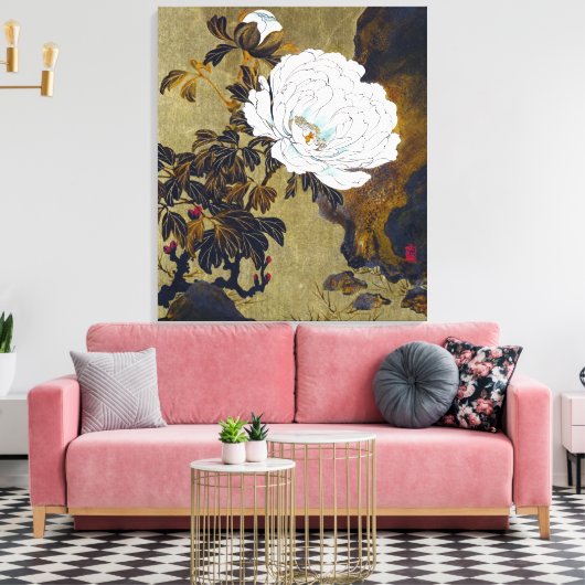 Shibata Zeshin Peonies Canvas Afdruk (Insitu (Woonkamer))