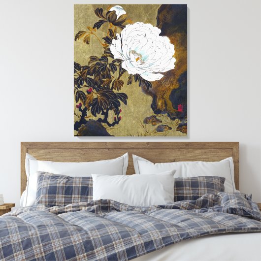 Shibata Zeshin Peonies Canvas Afdruk (Insitu (Slaapkamer))