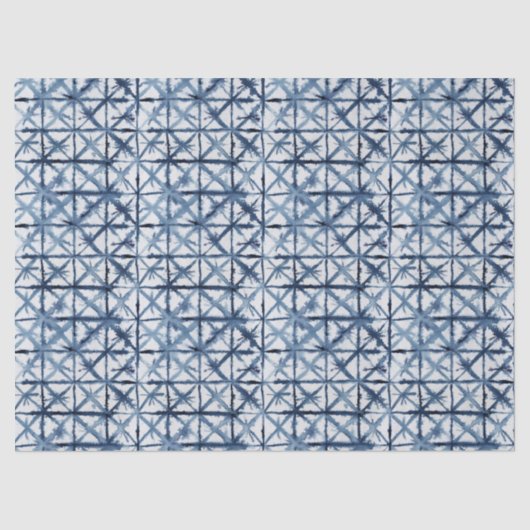 Shibori Aziatische X Pattern Blauw-witte Waterverf Tissuepapier (Voorkant)