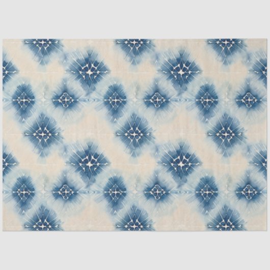 Shibori Blauw Japans Textiel Art nr. 11 Tissuepapier (Voorkant)