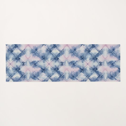 Shibori Blauwe Tie Dye Japan Traditioneel Patroon Yogamat (Achterkant (horizontaal))