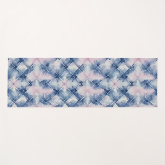 Shibori Blauwe Tie Dye Japan Traditioneel Patroon  Yogamat (Voorkant (horizontaal))