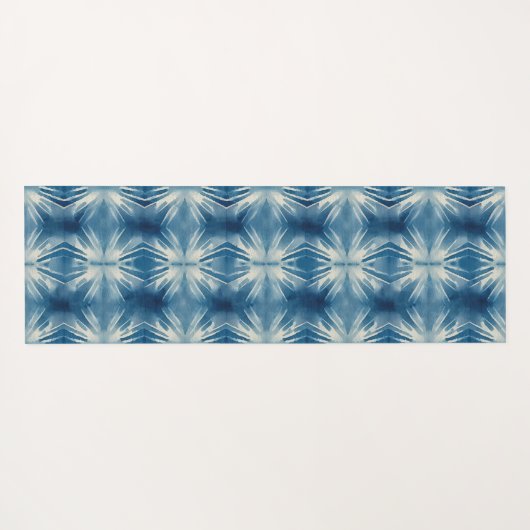 Shibori Blauwe Tie Dye Japan Traditioneel Patroon  Yogamat (Achterkant (horizontaal))