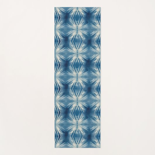 Shibori Blauwe Tie Dye Japan Traditioneel Patroon  Yogamat (Voorkant)
