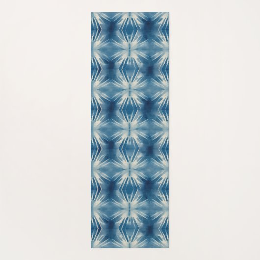 Shibori Blauwe Tie Dye Japan Traditioneel Patroon  Yogamat (Achterkant)