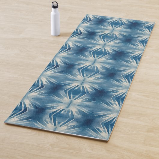 Shibori Blauwe Tie Dye Japan Traditioneel Patroon  Yogamat (In situ)