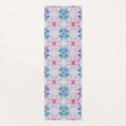 Shibori Blauwe Tie Dye Japan Traditioneel Patroon Yogamat (Voorkant)
