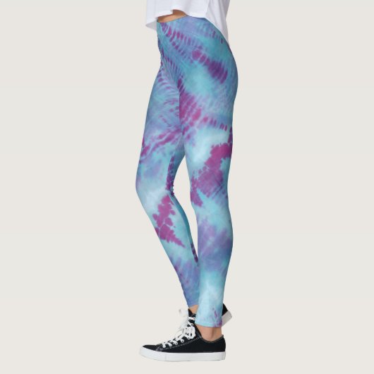 Shibori Blue Paars Pattern Tie Dye Leggings (Links)