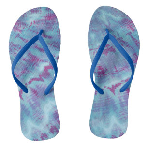 Shibori Blue Paars Tie Dye Pattern Teenslippers