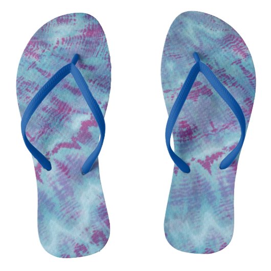 Shibori Blue Paars Tie Dye Pattern Teenslippers (Voetbed)